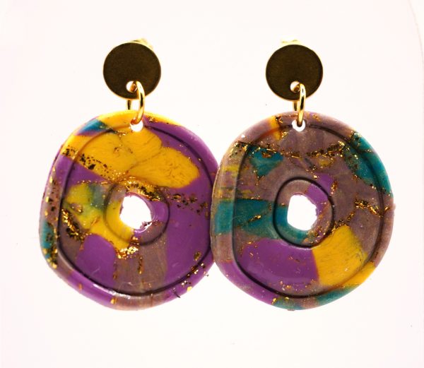 Pendiente donut tipo marmol